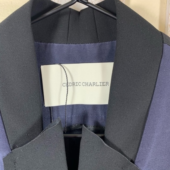 Cedric Charlier Black and Blue Godet Blazer S - Picture 2 of 8